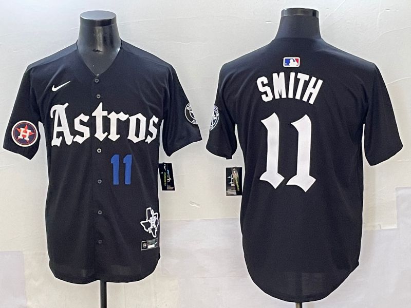 Men 2025 Houston Astros #11 Smith Black Five generations Joint Name Nike MLB Jersey style 34